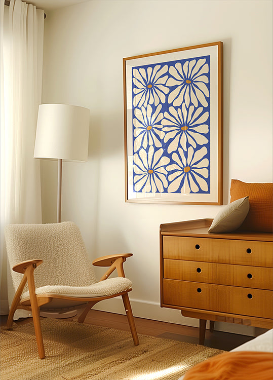Sunny Floral Blue Plakat - Posterbox