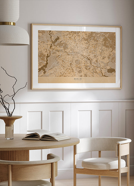 Sepia-Vintage-Karte von Berlin in Deutschland Poster