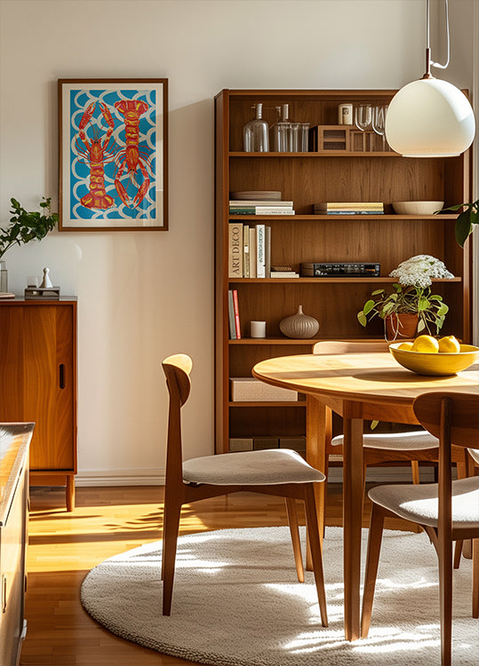 Langustinen auf blauem Poster