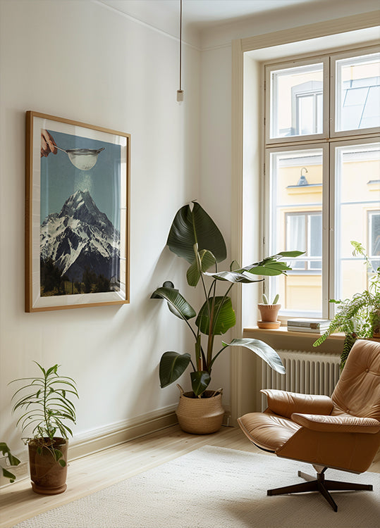 Gesiebter Gipfel – Schneezucker auf dem Berggipfel-Poster