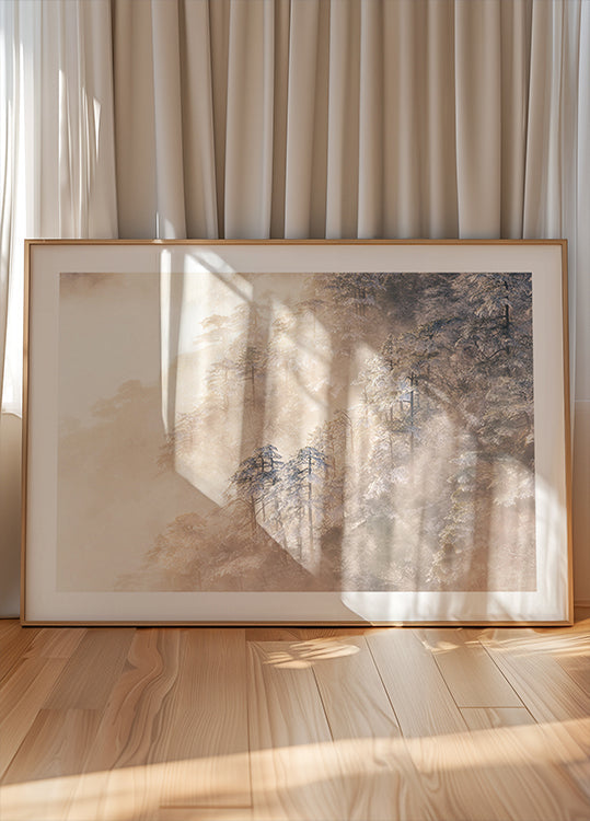 Pinus taiwanensis in den Wolken. Plakat