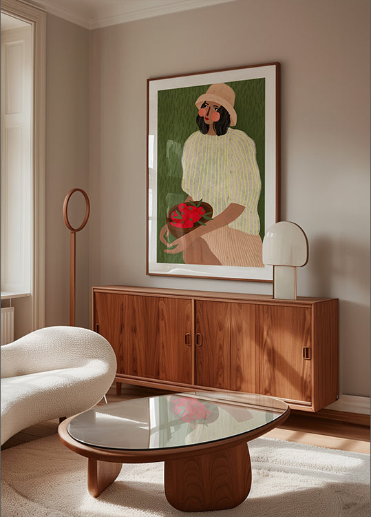 Frau mit Erdbeeren Poster