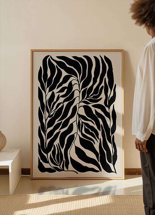 Schwarzes Blatt-Silhouetten-Poster