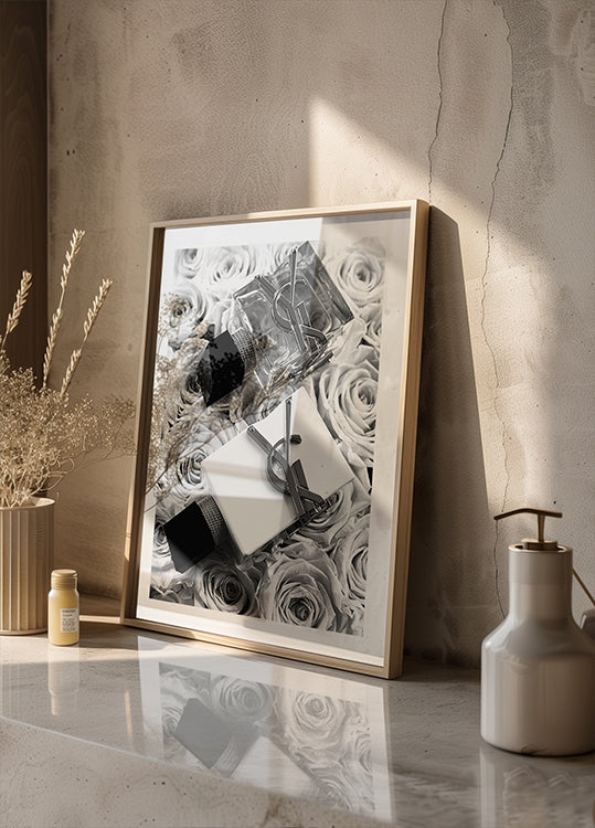 Yves Saint Laurent Parfüm Schwarz-Weiß-Poster