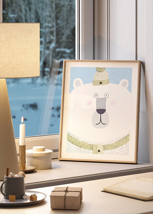 Eisbär mit Wintermütze und Schal von Carla Daly Poster