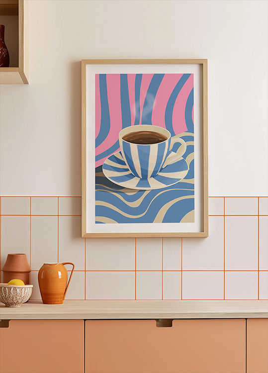 Gestreiftes Kaffeetassen-Poster