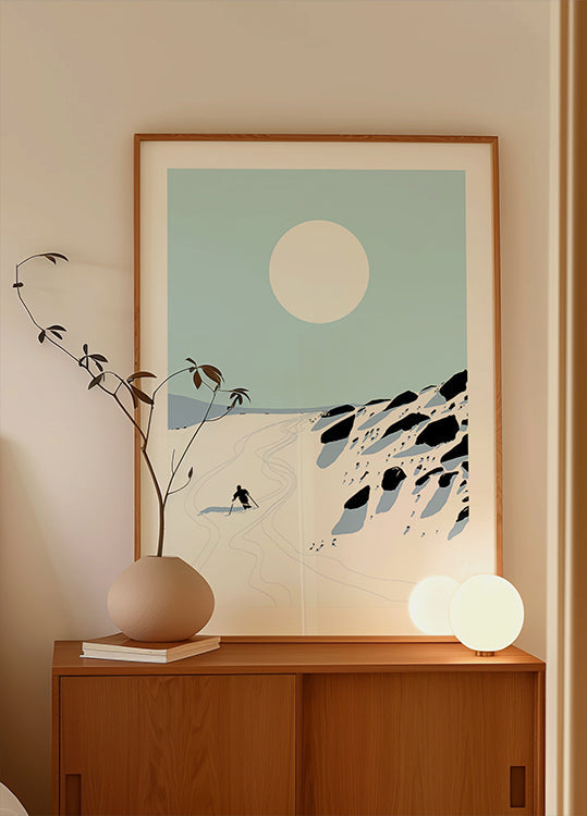 Poster zum Abstieg in den verschneiten Berg