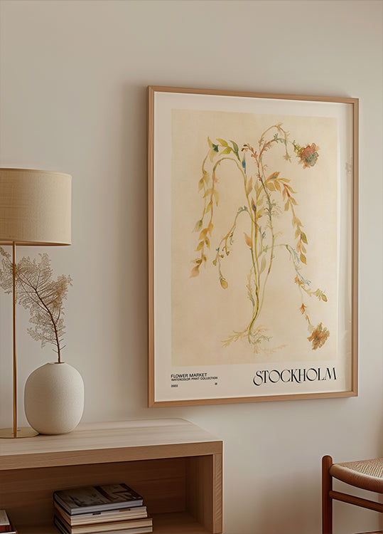 Sammlung von Aquarelldrucken. Blumenmarkt - Stockholm