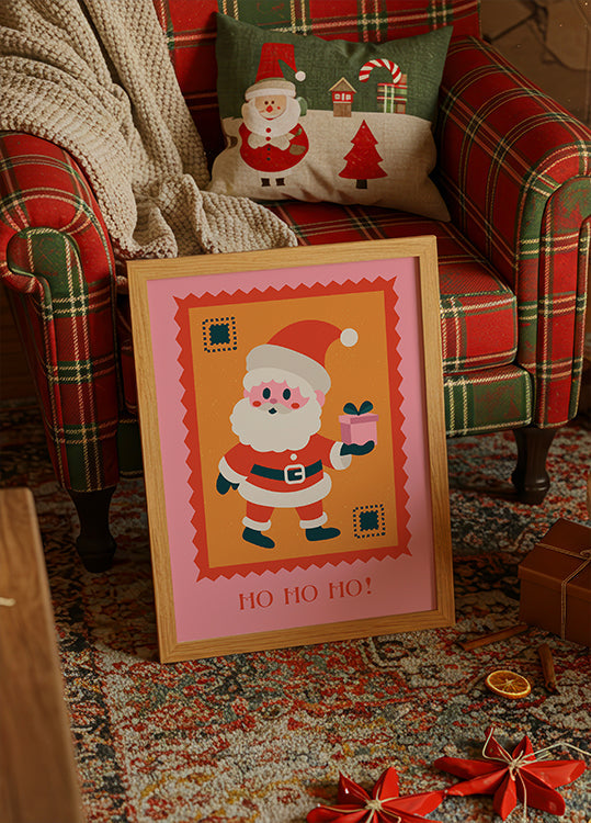 Ho ho ho - Weihnachtsmann mit Geschenk Poster