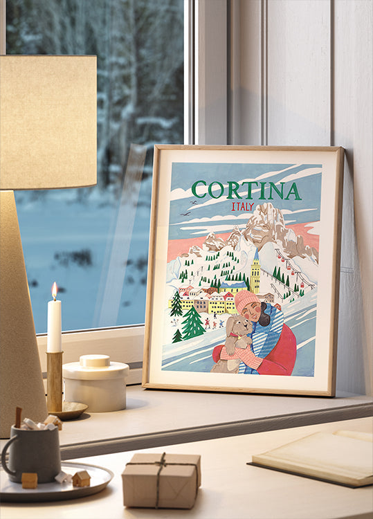 Reiseplakat Frau in Cortina, Italien Poster