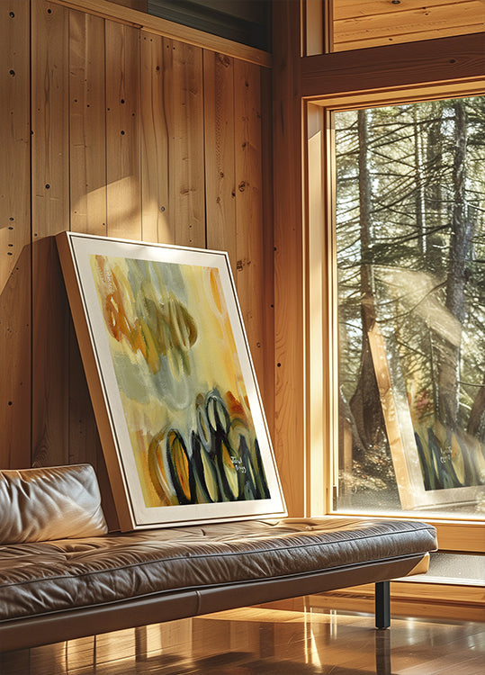 Abstrakt mit Ovalen und Goldplakat