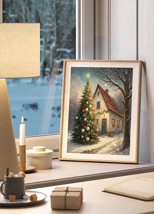 Gemütliches Weihnachts-Cottage-Poster