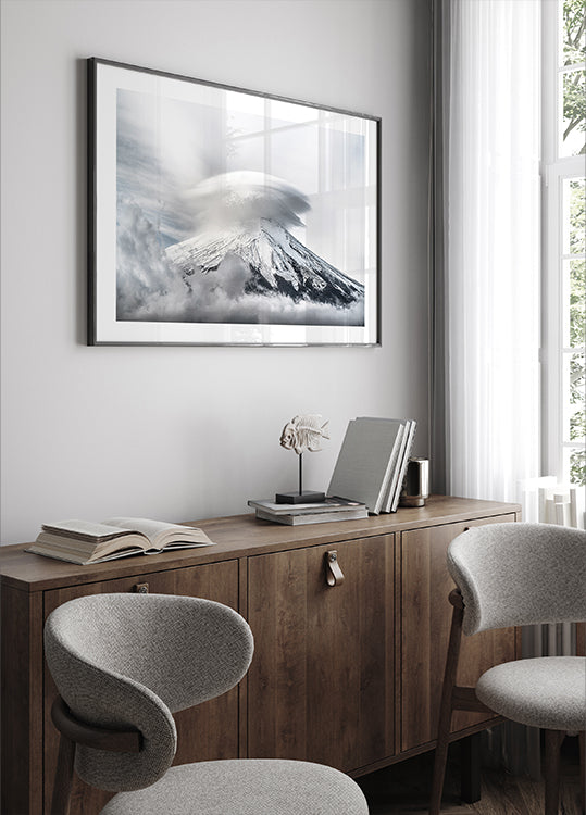 Regenschirmwolke Fuji Poster