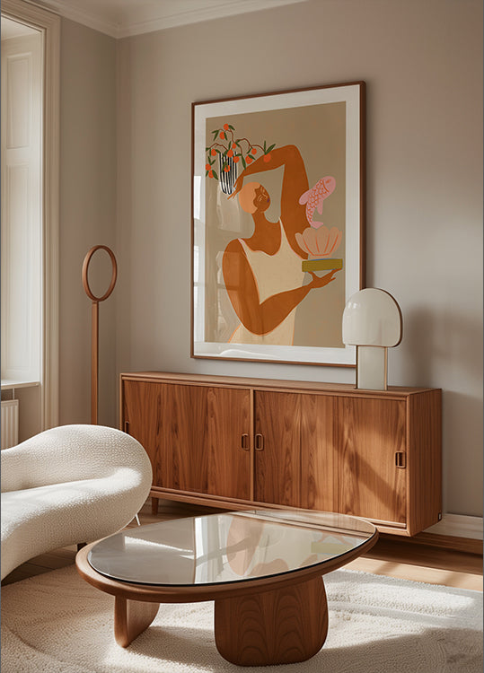 Poster mit Fisch und Orangen