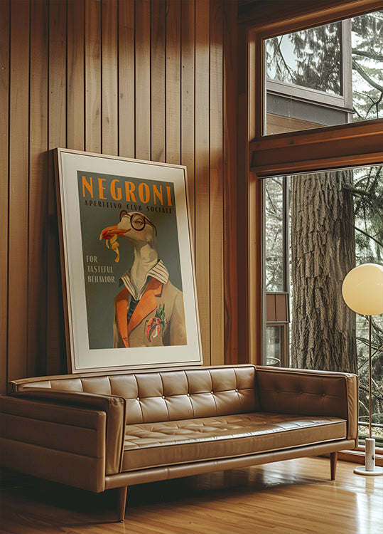 Vintages Art Deco Negroni eines extravaganten Möwenplakats