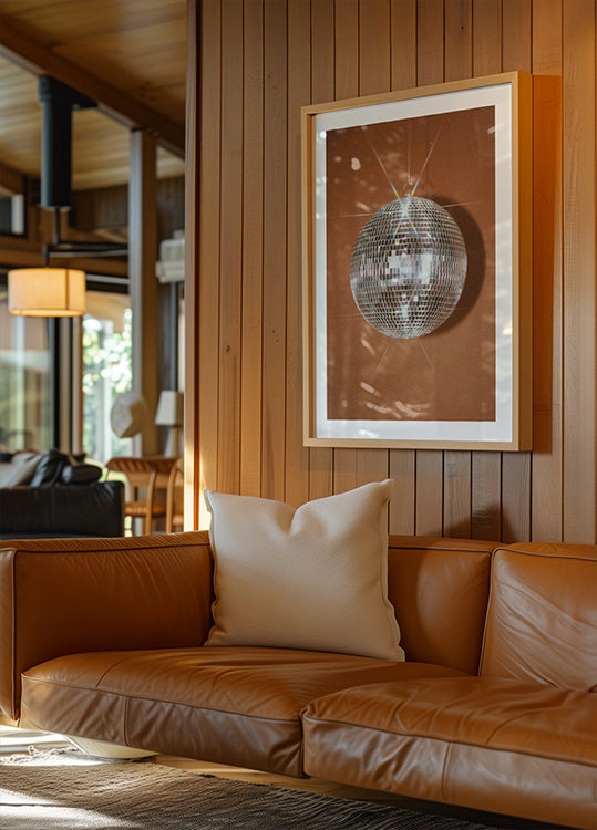 Orangefarbenes Disco-Kugel-Poster