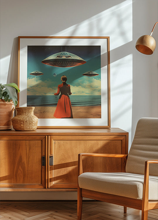 UFO-Himmel-Collagen-Kunstplakat