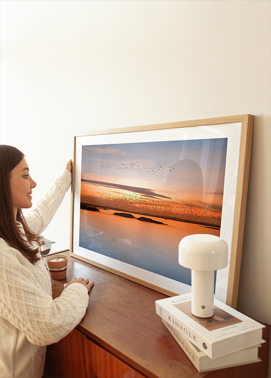 Poster zum Sonnenuntergang in der Stadt