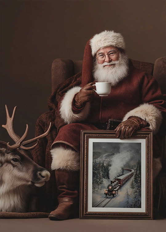 Schneefall-Dampfzug-Poster