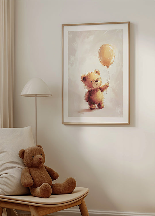 Poster mit Teddybär und Ballon