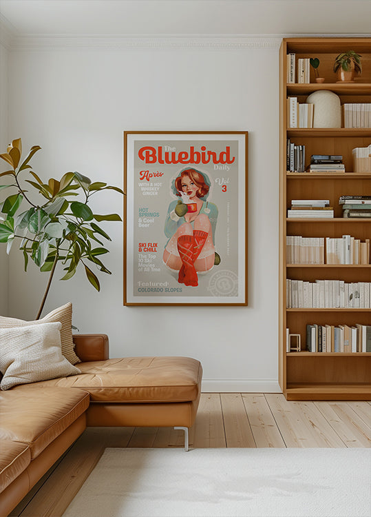 Das Bluebird Daily Vintage Pin-Up-Ski-Kunstplakat