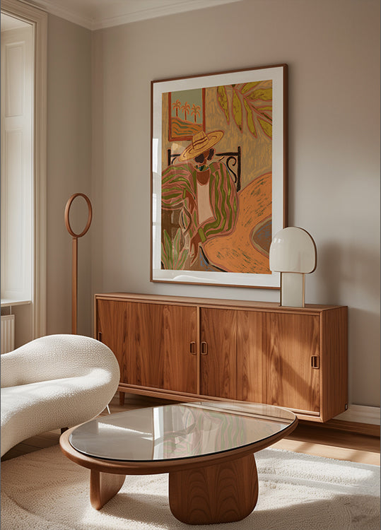 Dame im Streifenplakat