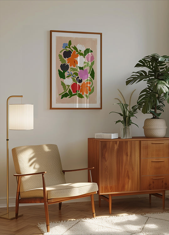 Lebhaftes, florales, abstraktes Blumen-Poster