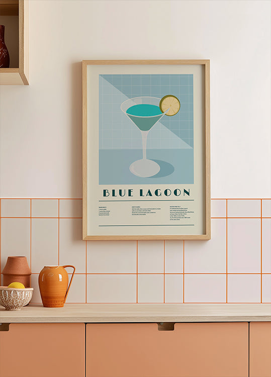 Blauer Lagunencocktail, Rezeptkunstplakat