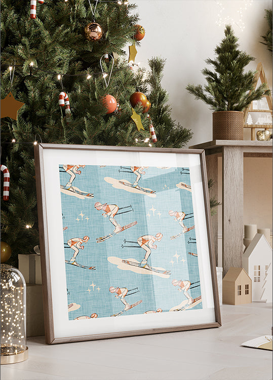 Wintersport Retro Vintage Ski Blue.png Poster