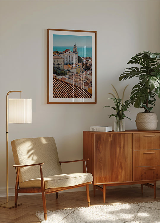 Poster mit Terrakotta-Dächern und historischer Architektur