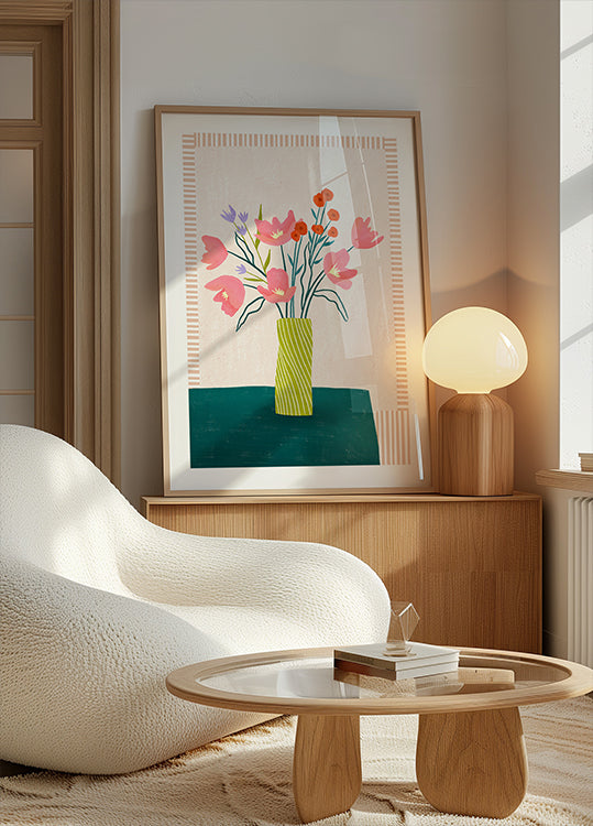 Bunte Blüten in Streifen