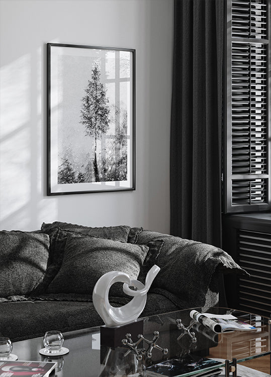 Gewebtes Poster mit natürlichen Träumen in Schwarz und Weiß