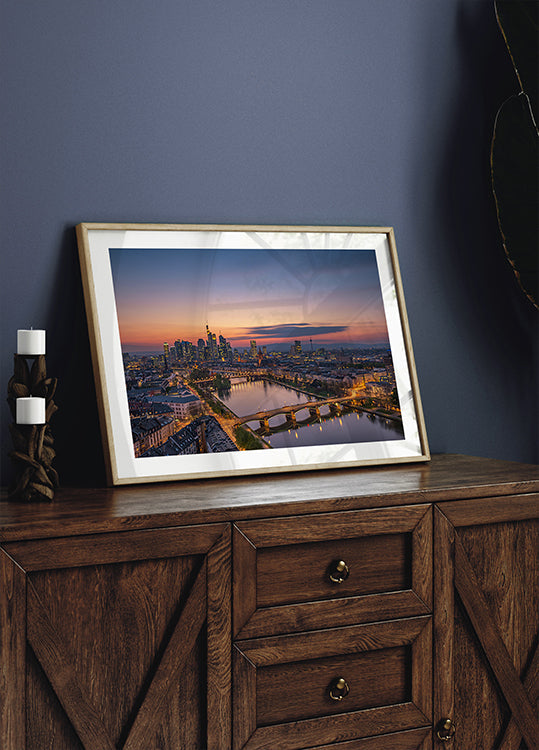 Frankfurter Skyline bei Sonnenuntergang