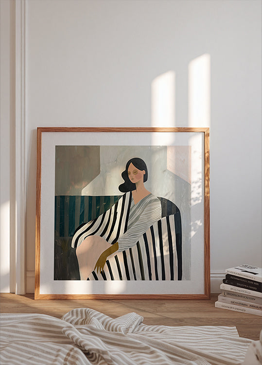 Poster „Frau im Liegestuhl“.