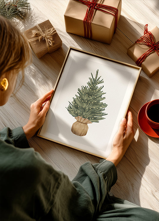 Poster mit Weihnachtsbaum umwickelt