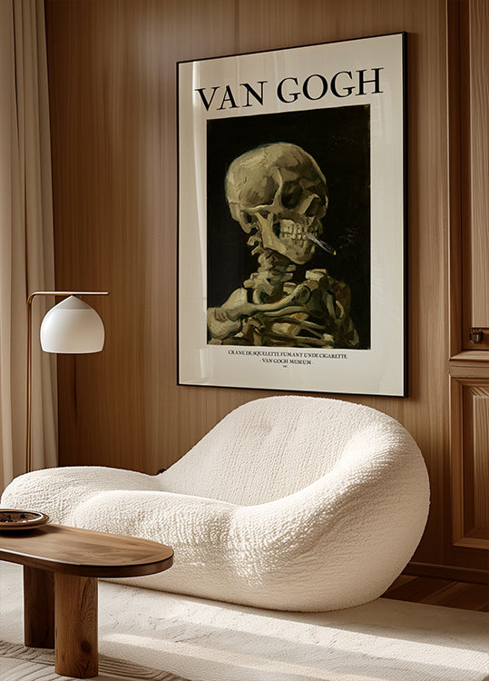 Kopf eines Skeletts mit brennender Zigarette Poster