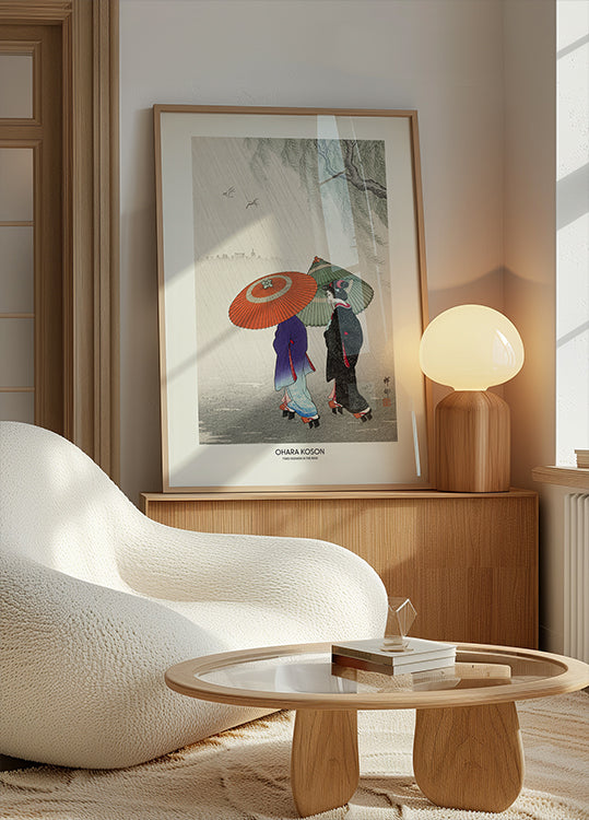 Zwei Frauen im Regen Poster