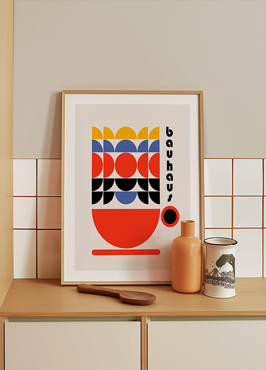 Bauhaus-Kaffee-Dekor-Poster der 70er Jahre