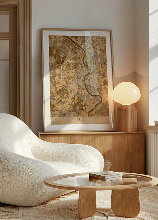 Sepia-Vintage-Karte von Köln, Deutschland, Poster