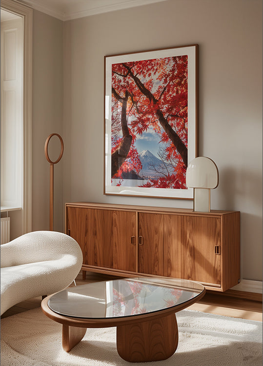 Mt. Fuji ist im Herbstlaub Poster