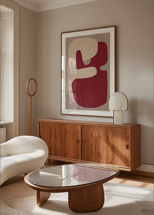 Poster mit roten geometrischen Formen