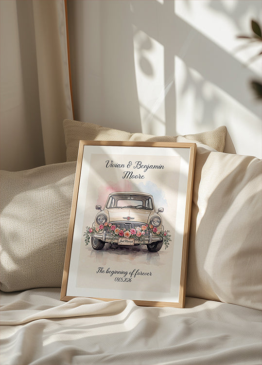 Persönliches Poster „Just Married“.