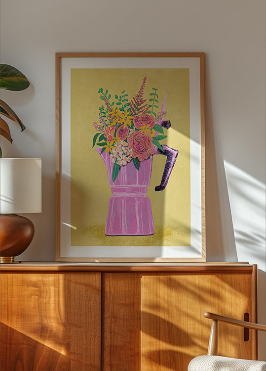 Espressomaschine mit Blumen