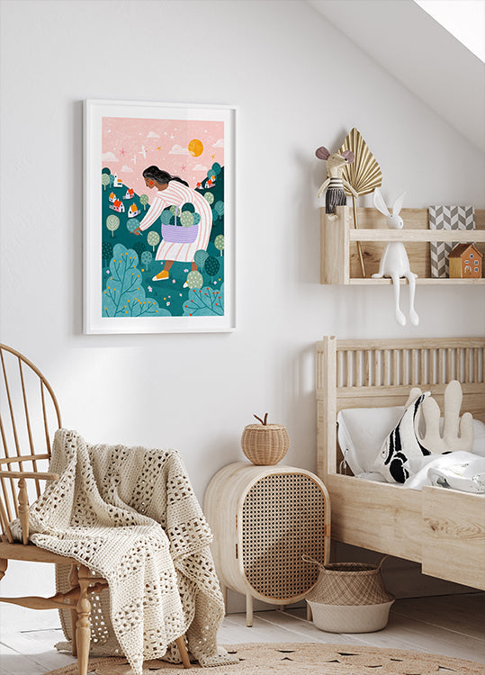 Eine Frau, die Bäume pflückt