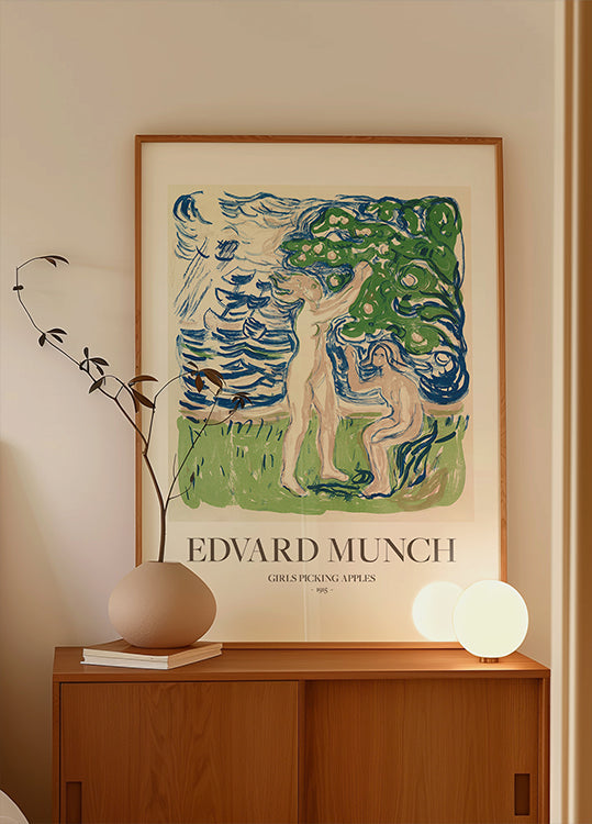 Mädchen pflücken Äpfel Poster