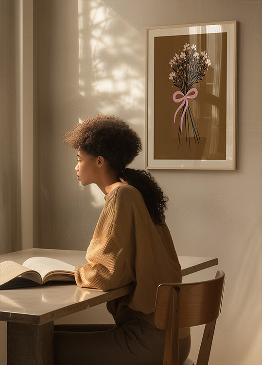 Blumenstrauß mit Schleife – gebranntes Orange und Rosa