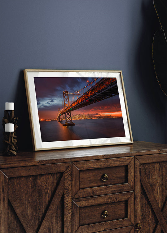 Bay Bridge bei Nacht Poster
