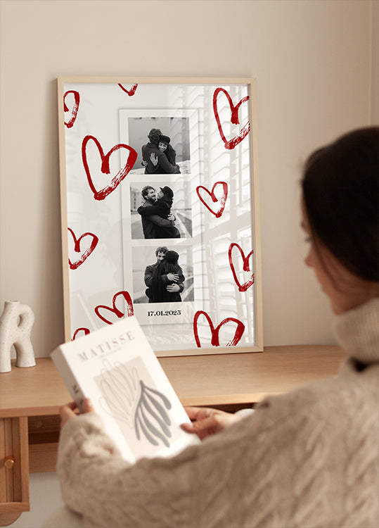 Paar personalisiertes Polaroid-Foto-Collage-Poster