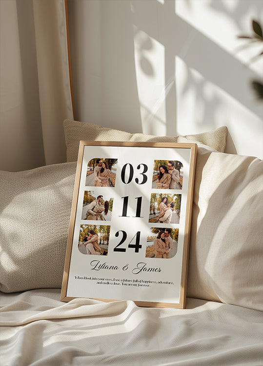 Personalisiertes Fotocollage-Poster zum Jahrestag