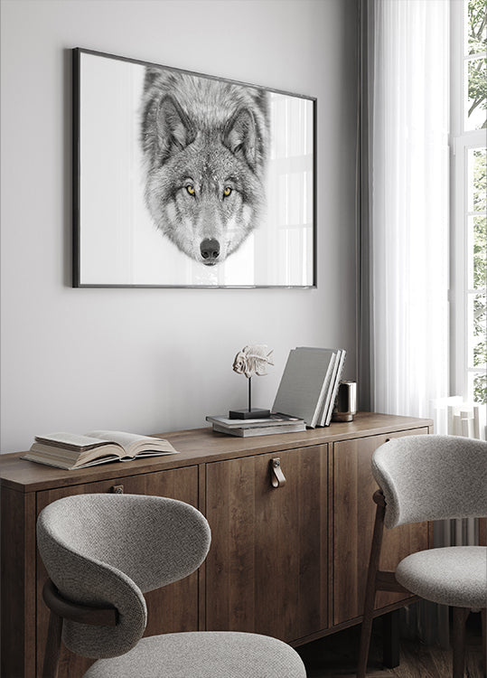 Gelbe Augen - Timberwolf Poster